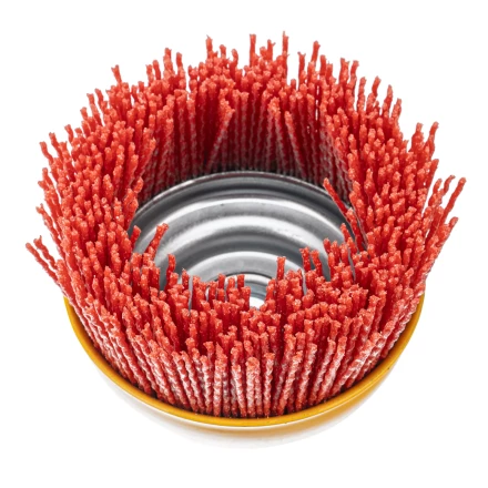 Щетка для УШМ Denzel, 100 мм, Чашка, нейлоновая щетина, М14, 74469 купить в Когалыме