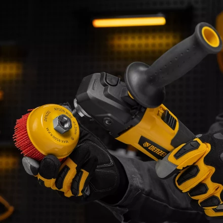 Щетка для УШМ Denzel, 100 мм, Чашка, нейлоновая щетина, М14, 74469 купить в Когалыме