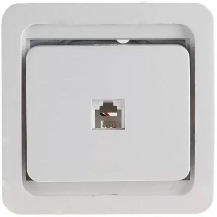 Розетка СВЕТОЗАР "ГАММА" телефонная одинарная, цвет белый SV-54117-W купить в Когалыме
