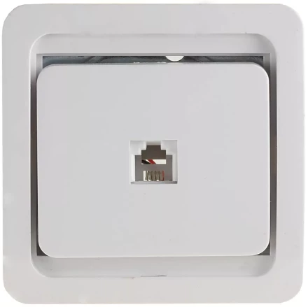 Розетка СВЕТОЗАР "ГАММА" телефонная одинарная, цвет белый SV-54117-W купить в Когалыме