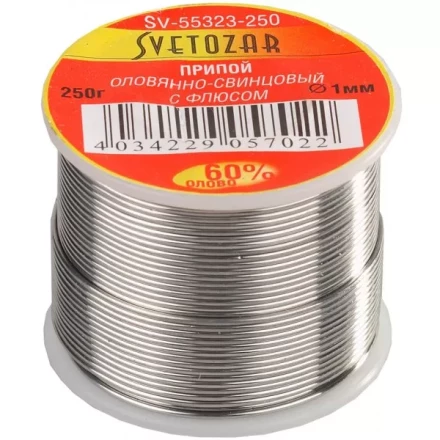 Припой СВЕТОЗАР оловянно-свинцовый, 60% Sn / 40% Pb, 250гр SV-55323-250 купить в Когалыме