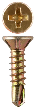 Саморезы ЗУБР &quot;МАСТЕР&quot; со сверлом для оконного профиля, жёлтопассивированные, 3.9x19мм, 50шт 300236-39-019 купить в Когалыме