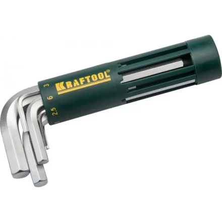 Набор KRAFTOOL: Ключи имбусовые короткие, Cr-Mo сталь, держатель-рукоятка, HEX 2-10мм, 8 пред 27430-1_z01 купить в Когалыме