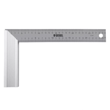 Угольник стальной 300 мм, нержавеющая сталь, градуировка, алюминиевое основание Denzel 32397 купить в Когалыме