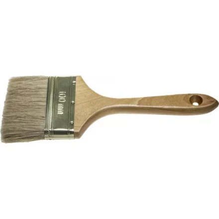 Кисть плоская  ЗУБР "УНИВЕРСАЛ-ЭКСПЕРТ", натуральная щетина, деревянная ручка, 100мм 4-01005-100 купить в Когалыме