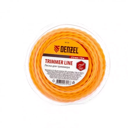 Леска для триммера овальная витая 3,0 мм х 10 м блистер Россия Denzel 96138 купить в Когалыме