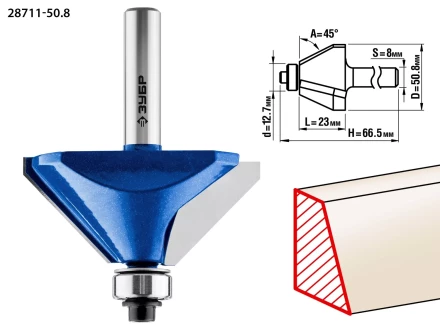ЗУБР 50.8 x 27 мм, фреза кромочная калевочная (фасочная) №9, Профессионал (28711-50.8) купить в Когалыме