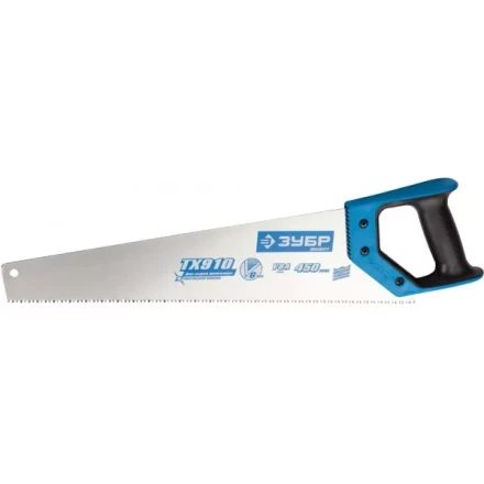 Ножовка по дереву (пила) ЗУБР ЛЕВША-6 450 мм, 6TPI, прямой зуб, быстрый рез поперек волокон, для крупных и средних заготовок, закалка, 2K рукоятка 15230-45 купить в Когалыме