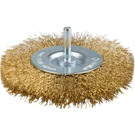ЗУБР &quot;ЭКСПЕРТ&quot;. Щетка дисковая для дрели, двухрядная, витая латунированная стальная проволока 0,3мм, 100мм 3520-100-2_z01 купить в Когалыме