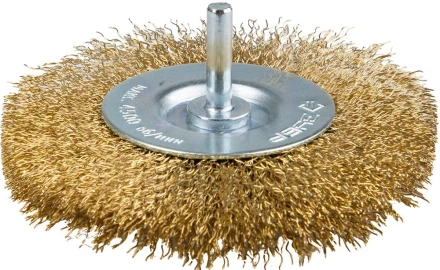 ЗУБР &quot;ЭКСПЕРТ&quot;. Щетка дисковая для дрели, двухрядная, витая латунированная стальная проволока 0,3мм, 100мм 3520-100-2_z01 купить в Когалыме