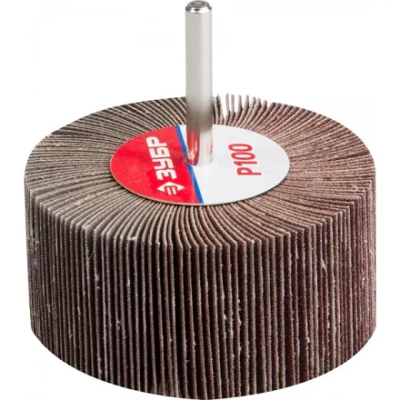 Круг шлифовальный ЗУБР &quot;МАСТЕР&quot; веерный лепестковый, на шпильке, тип КЛО, зерно-электрокорунд нормальный, P100, 40х80мм 36604-100 купить в Когалыме