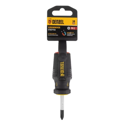 Отвертка PH2х38 мм, CrV, трехкомпонентная рукоятка Denzel 12186 купить в Когалыме