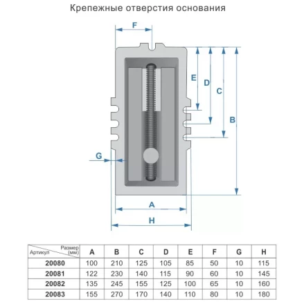 Тиски  машинные крестовинные 125мм 20082 купить в Когалыме