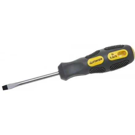 Отвертка STAYER &quot;PROFESSIONAL&quot; &quot;MAX-GRIP&quot; слесарная, Cr-V, намагниченная, SL 5,5х75мм 2580-05-075 G купить в Когалыме