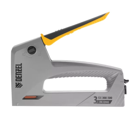 Степлер мебельный Denzel 40213, пластиковый корпус, тип 53, 6-14 мм, тип 300, 15 мм, тип 500, 15 мм купить в Когалыме