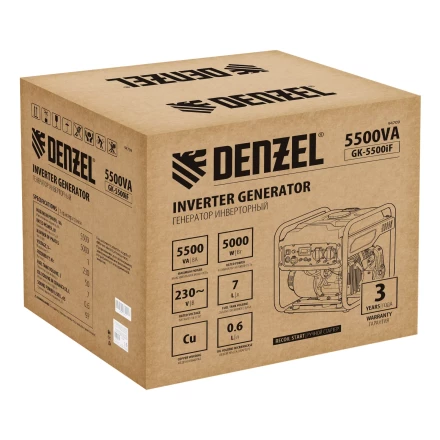 Генератор инверторный DENZEL GK-5500iF, 5,5 кВт, 230 В, ручной старт купить в Когалыме