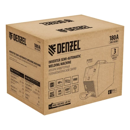Аппарат инвертор. полуавтомат. cварки Denzel IMIG-185SDR 94363, 180 А, ПВ 60%, катушка 5 кг купить в Когалыме