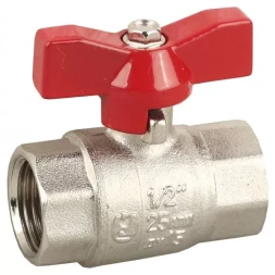 Кран ЗУБР шаровой 3/4" полнопроходной "мама-мама", бабочка, никелированная латунь 51353-N-3/4