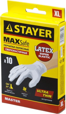 Перчатки STAYER &quot;MASTER&quot; латексные экстратонкие, L, 10шт 11206-L купить в Когалыме