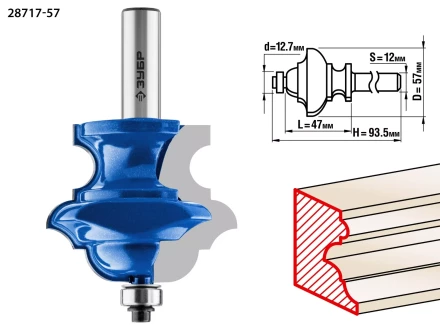 ЗУБР 57 x 47.6 мм, хвостовик 12 мм, фреза кромочная фигурная №6, Профессионал (28717-57) купить в Когалыме