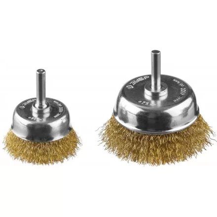 ЗУБР &quot;ПРОФЕССИОНАЛ&quot;. Набор щеток чашечных для дрели, витая стальная латунированная проволока 0,3мм, 50/75мм, 2шт 3531-H2_z02 купить в Когалыме