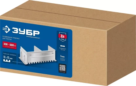 ЗУБР зуб 10*10 мм, до 600 мм, оцинкованная сталь, Раздвижная гребенка для плитки, ПРОФЕССИОНАЛ (08045-10) купить в Когалыме