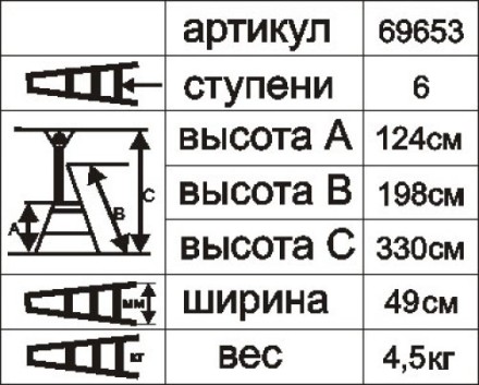 Стремянка алюминиевая Энкор 6 ступеней 69653 купить в Когалыме
