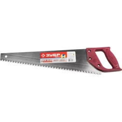 Ножовка ЗУБР "МАСТЕР" по дереву, прямой крупный зуб, пластиковая ручка, шаг зуба 6,5мм, 500мм 1525-05-50