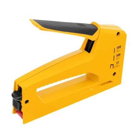 Степлер мебельный Denzel 40214, алюминиевый корпус, тип 53, 6-14 мм, тип 300, 15 мм, тип 500, 15 мм купить в Когалыме