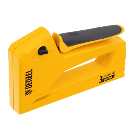 Степлер мебельный Denzel 40214, алюминиевый корпус, тип 53, 6-14 мм, тип 300, 15 мм, тип 500, 15 мм купить в Когалыме