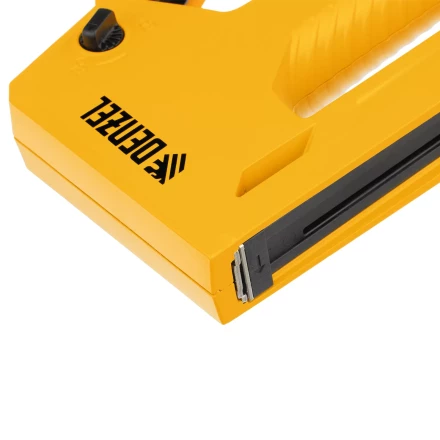 Степлер мебельный Denzel 40214, алюминиевый корпус, тип 53, 6-14 мм, тип 300, 15 мм, тип 500, 15 мм купить в Когалыме