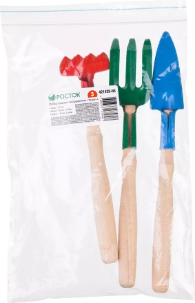 Набор РОСТОК для ухода за комнатными растениями с деревянными ручками: Вилка, грабельки, совок, 3 предмета 421428-H3 купить в Когалыме