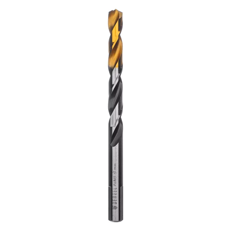 Сверло спиральное по металлу Denzel 9 x 125мм, Р6М5, Golden Tip, многогранная заточка, 718284 купить в Когалыме