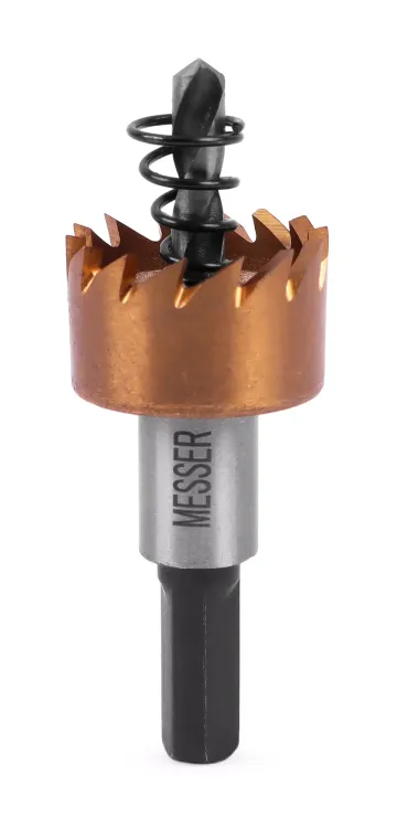 HSS-TiN коронка MESSER  25мм с центр. сверлом и толкающей пружиной для  лист. материала  до 2 мм ц/х купить в Когалыме
