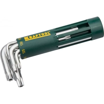 Набор KRAFTOOL: Ключи имбусовые короткие, Cr-Mo сталь, держатель-рукоятка, TORX Hole, T10-T50, 8 пред 27433-1_z01 купить в Когалыме