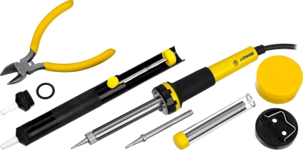 Набор STAYER "PROFI" для паяльных работ, паяльник 55300 + подставка + припой + жало сменное + шприц + насадка на жало + канифоль + кусачки, 60 Вт 55314-60-H8 купить в Когалыме