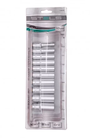 Набор удлиненных торцевых головок 3/8 шестигранные CrV 10 шт 8-19 мм Stels 13604 купить в Когалыме