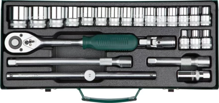 Набор торцовых головок KRAFTOOL &quot;INDUSTRIE QUALITAT&quot; (1/2&quot;) универсальный, Cr-V, металлический кейс, 24 предмета 27892-H24_z01 купить в Когалыме