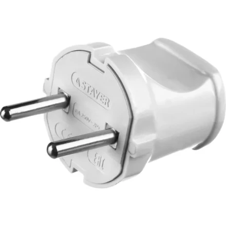Вилка MAXElectro электрическая, 6А/220В, белая, STAYER 55150-W купить в Когалыме