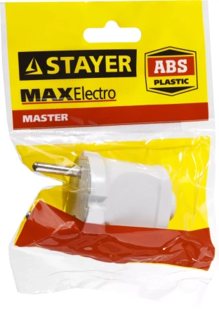 Вилка MAXElectro электрическая, 6А/220В, белая, STAYER 55150-W купить в Когалыме