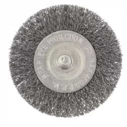 Щетка для дрели 75 мм плоская со шпилькой витая проволока СИБРТЕХ 744487