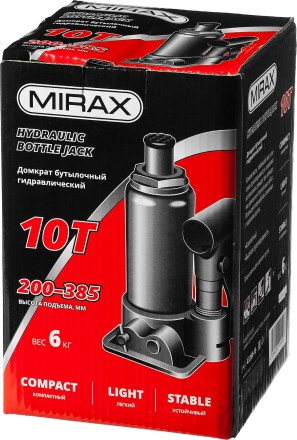 Домкрат гидравлический бутылочный, 10т, 200-385 мм, MIRAX 43260-10 43260-10 купить в Когалыме