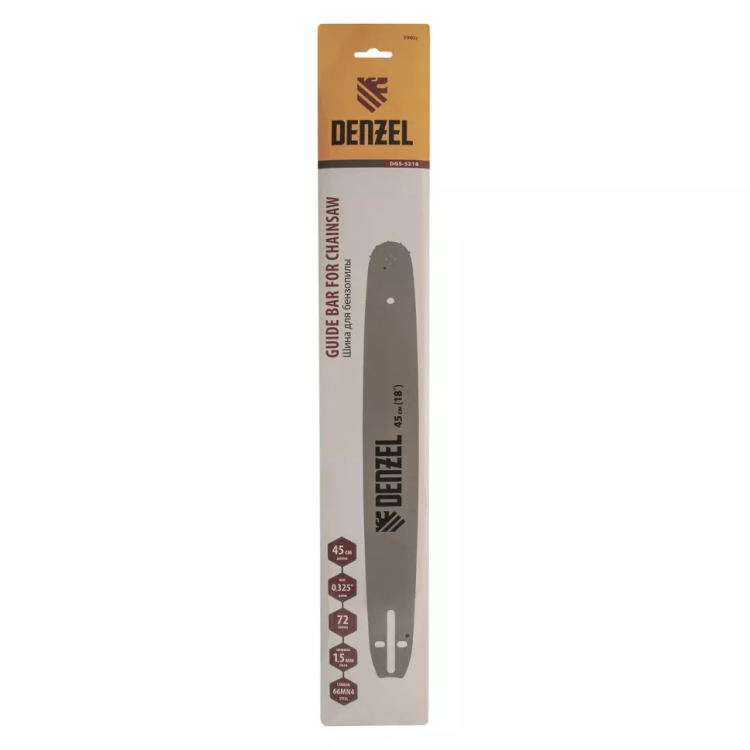 Шина для бензопилы Denzel DGS-5218, длина 45 см (18"), шаг 0.325", паз 1.5 мм, 72 звена, 59802 купить в Когалыме