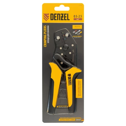 Клещи для обжима Denzel 17747 изолир. наконечников НКИ и НВИ, разъемов РПИ, гильз ГСИ, 0,5 - 2,5 мм2 купить в Когалыме