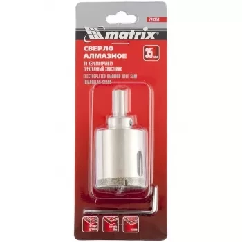 Сверло алмазное по керамограниту 35 х 67 мм 3-гранный хвостовик MATRIX 726353 купить в Когалыме