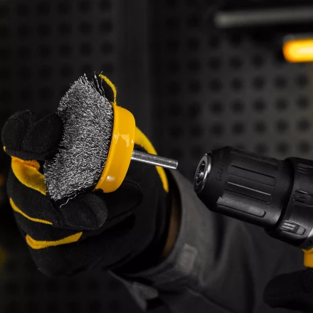 Щетка для дрели Denzel, 75 мм, Чашка, со шпилькой, нержавеющая витая проволока, 744773 купить в Когалыме