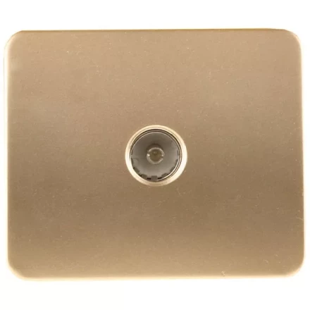 Розетка СВЕТОЗАР "ГАММА" телевизионная, без вставки и рамки, цвет золотой металлик SV-54115-GM купить в Когалыме