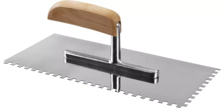 Гладилка нержавеющая ЗУБР "ПРОФЕССИОНАЛ" с деревянной ручкой, зубчатая, 6х6мм, 130х280мм 0806-06_z01 купить в Когалыме