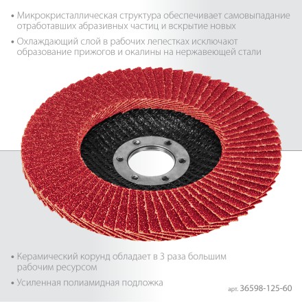 Круги лепестковые керамические торцевые 36598-125-60 купить в Когалыме