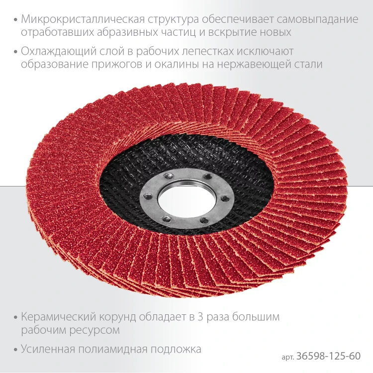 Круги лепестковые керамические торцевые 36598-125-60 купить в Когалыме